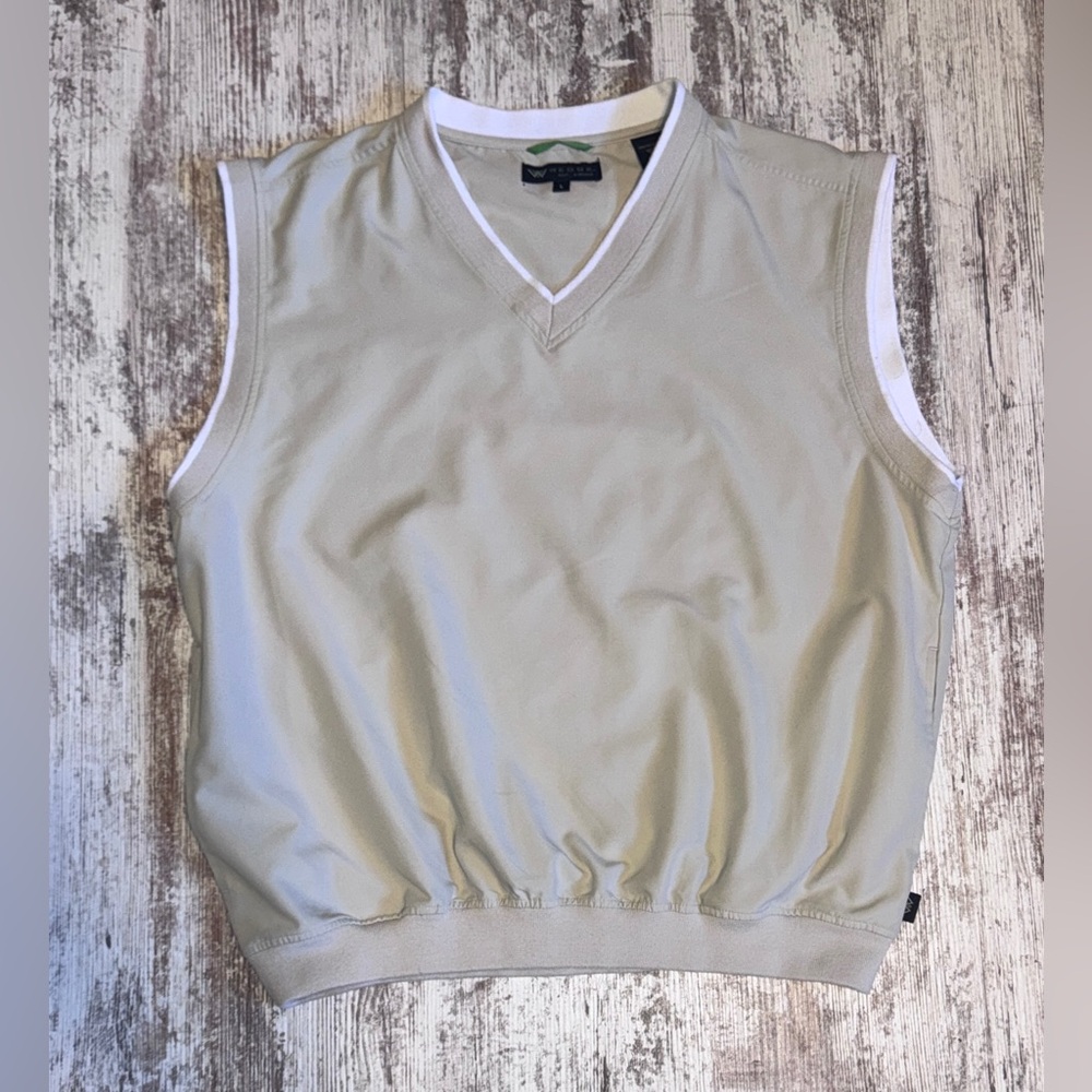 Wedge Tan V-Neck Sweater golf  Vest Men’s Size Large‎